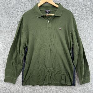 Ralph Lauren Shirt Mens L Green Long Sleeve Polo Jeans Co Blue Side Hem Collared